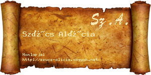 Szűcs Alícia névjegykártya
